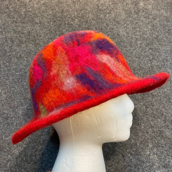 Handmade Colorful Tie Dye Merino Wool Felted Sauna Cap Bucket Hat One of a Kind main image 6